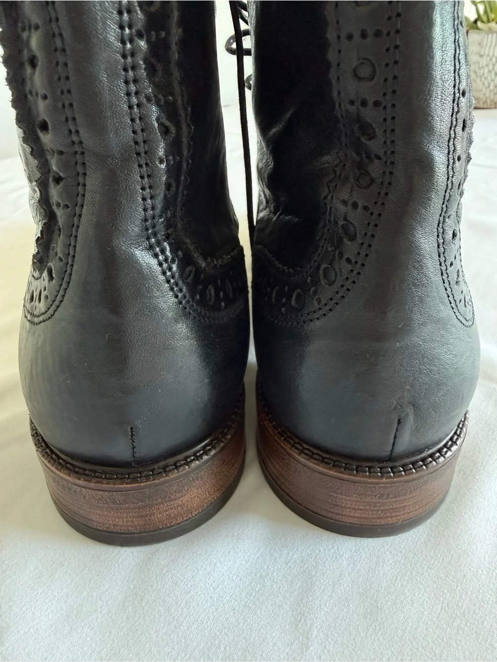 Men's Bed Stu Black Wingtip Lace-Up Boots